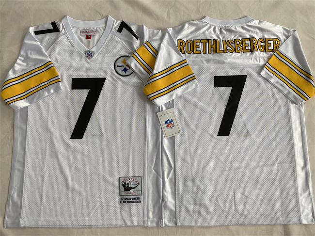 Personalized Men’s Pittsburgh Steelers #7 Ben Roethlisberger White Stitched Football Jersey