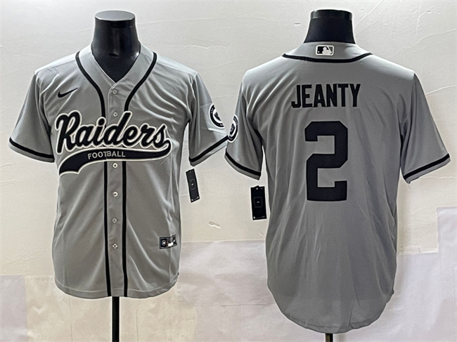 Personalized Men’s Las Vegas Raiders #2 Ashton Jeanty Grey Cool Base Stitched Baseball Jersey