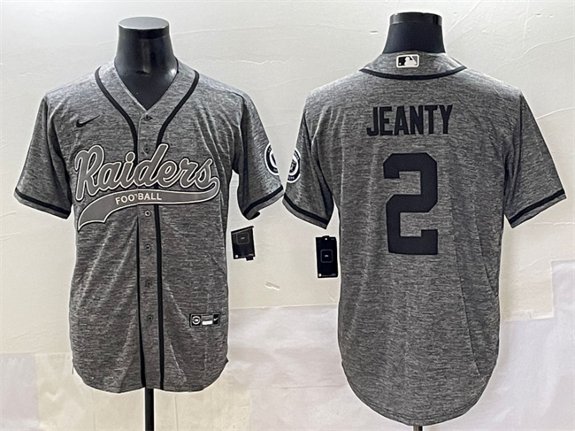 Personalized Men’s Las Vegas Raiders #2 Ashton Jeanty Grey Cool Base Stitched Baseball Jersey 1