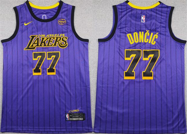 Personalized Men’s Los Angeles Lakers #77 Luka Doncic Purple 2025 Stitched Basketball Jersey
