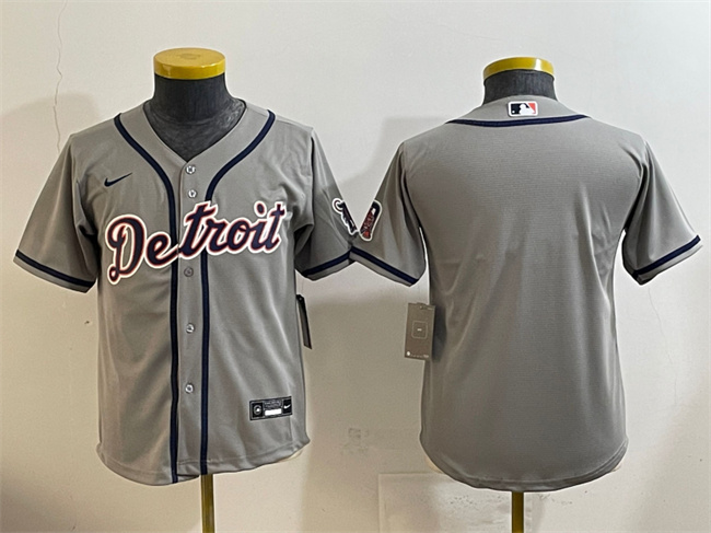 Personalized Youth Detroit Tigers Blank Grey Cool Base Stitched Baseball Jersey