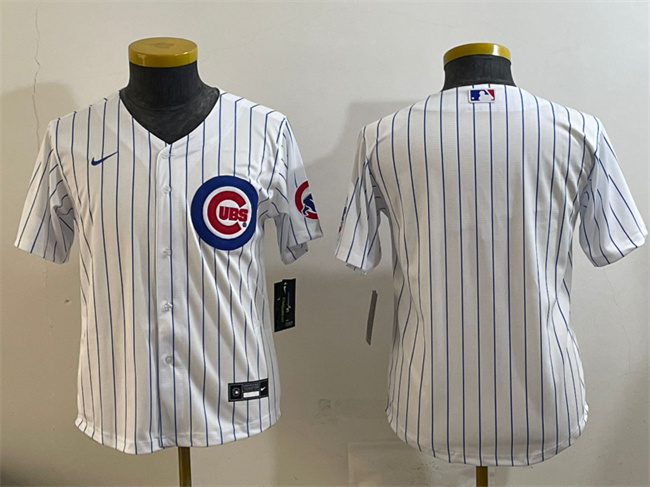 Personalized Youth Chicago Cubs Blank White Cool Base Stitched Baseball Jersey