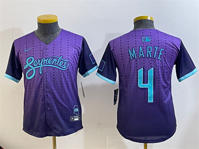 Personalized Youth Arizona Diamondbacks #4 Ketel Marte Purple 2025 City Connect Limited Stitched