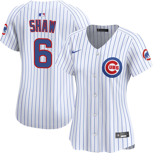 Personalized Women’s Chicago Cubs #6 Matt Shaw White Home Limited Stitched Baseball Jersey(Run Small)