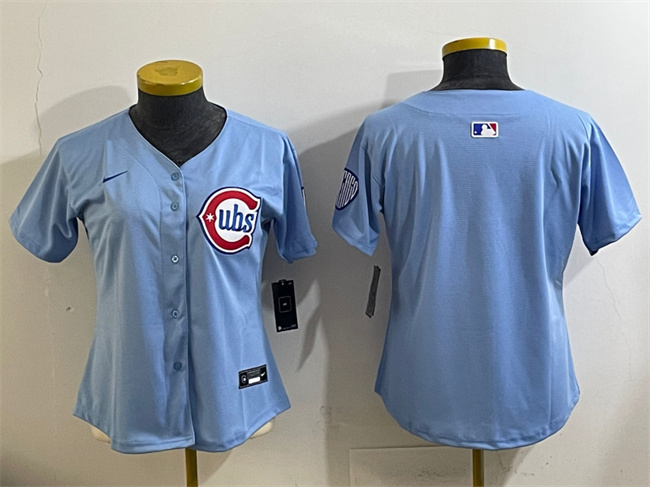 Personalized Women’s Chicago Cubs Blank Blue 2024 25 2nd Alternatemited Stitched Baseball Jersey(Run Small)
