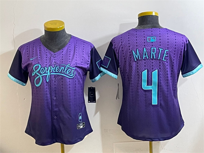Personalized Women’s Arizona Diamondbacks #4 Ketel Marte Purple 2025 City Connect Limited Stitched Baseball Jersey(Run Small)