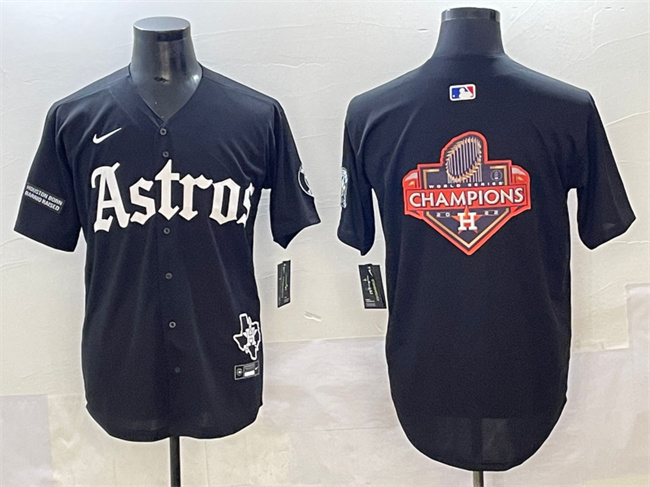 Personalized Men’s Houston Astros Team Big Logo Black Gothic ‘Houston Born Barrio Raised’ Limited Stitched