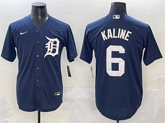 Personalized Men’s Detroit Tigers #6 Al Kaline Navy Cool Base Stitched Baseball Jersey