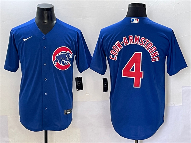 Personalized Men’s Chicago Cubs #4 Pete Crow-Armstrong Royal Cool Base Stitched Baseball Jersey