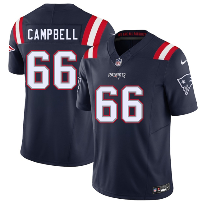 Personalized Men’s New England Patriots #66 Will Campbell Navy 2025 F.U.S.E. Limited Stitched Football Jersey