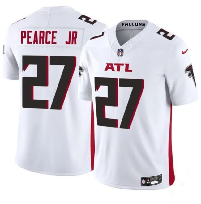 Personalized Men’s Atlanta Falcons #27 James Pearce Jr White 2025 Draft F.U.S.E. Untouchable Limited Stitched Football Jersey