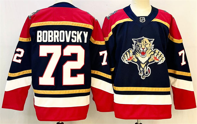 Personalized Men’s Florida Panthers #72 Sergei Bobrovsky Black 2024-25 Home Stitched Hockey Jersey