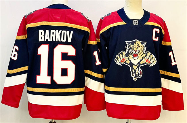 Personalized Men’s Florida Panthers #16 Aleksander Barkov Black 2024-25 Home With C Patch Stitched Hockey Jersey