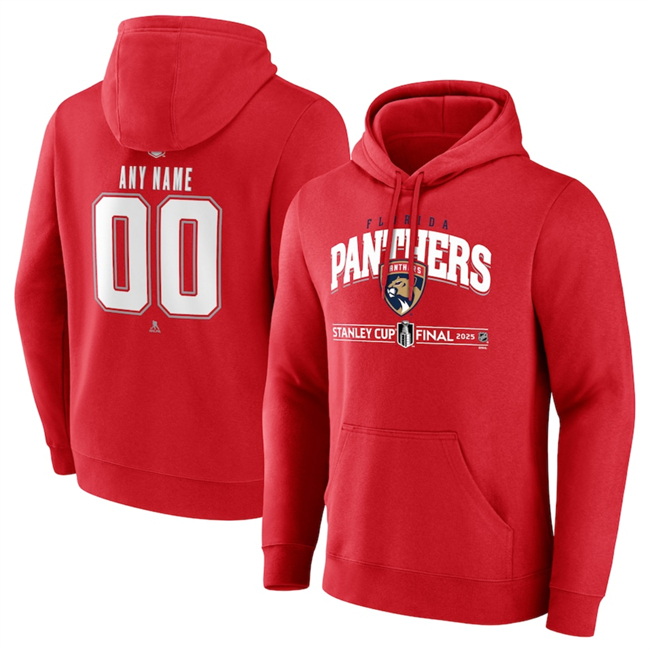 Personalized Men’s Florida Panthers Red 2025 Stanley Cup Final Pullover Hoodie