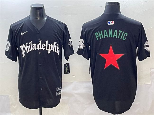 Personalized Men’s Philadelphia Phillies Black Gothic Phanatic Limited Stitched Jersey