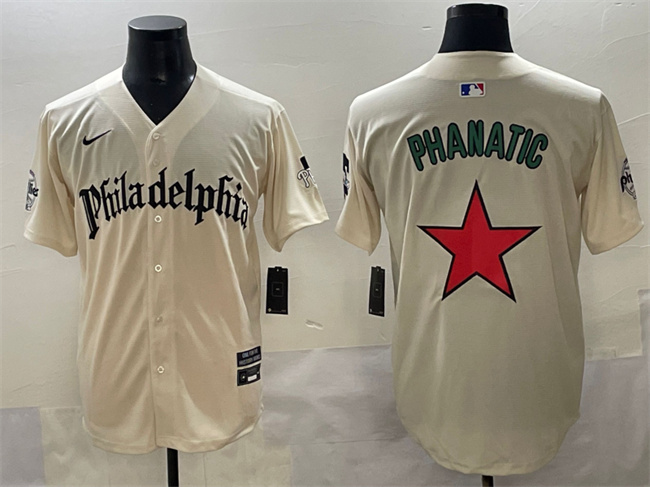 Personalized Men’s Philadelphia Phillies Cream Phanatic Gothic Limited Stitched Jersey