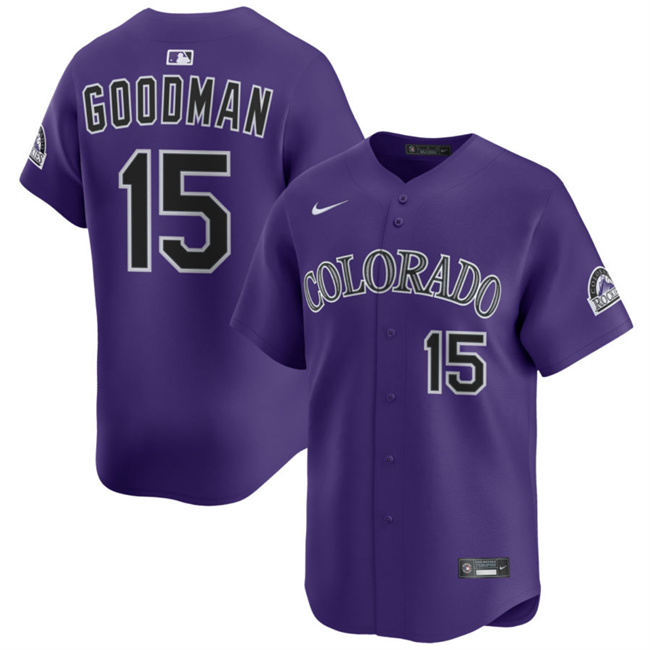Personalized Men’s Colorado Rockies #15 Hunter Goodman Purple Limited Stitched Baseball Jersey