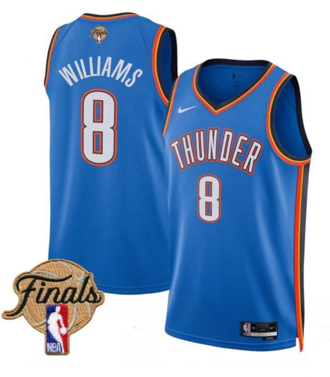 Personalized Men’s Oklahoma City Thunder #8 Jalen Williams Blue 2025 Finals Icon Edition Stitched Basketball Jersey