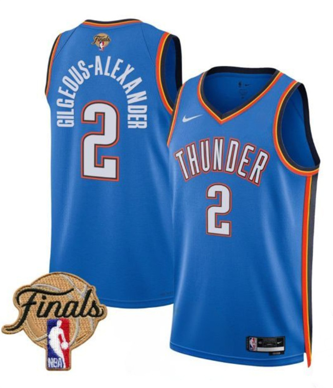 Personalized Men’s Oklahoma City Thunder #2 Shai Gilgeous-Alexander Blue 2025 Finals Icon Edition Stitched Basketball Jersey