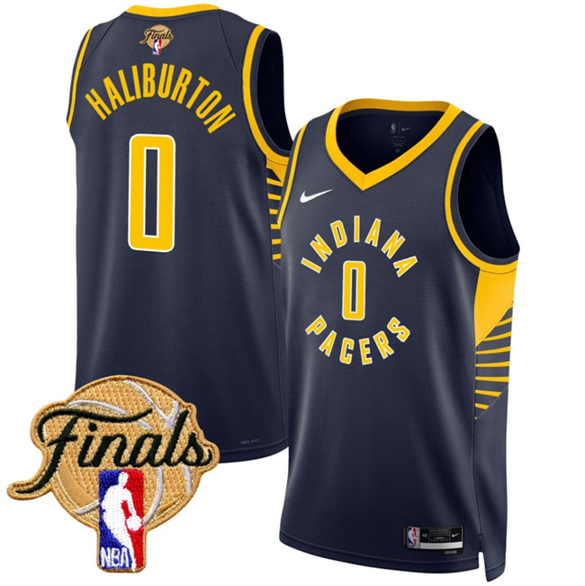 Personalized Men’s Indiana Pacers #0 Tyrese Haliburton Navy 2025 Finals Icon Edition Stitched Basketball Jersey