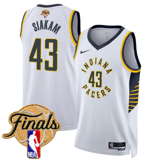 Personalized Men’s Indiana Pacers #43 Pascal Siakam White 2025 Finals Association Edition Stitched Basketball Jersey