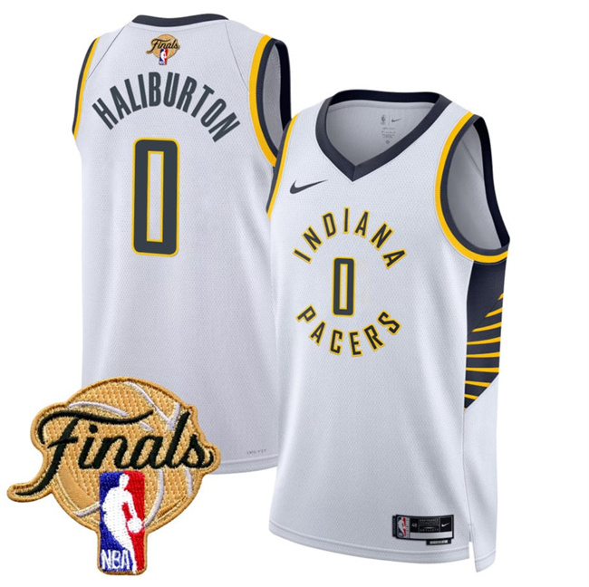 Personalized Men’s Indiana Pacers #0 Tyrese Haliburton White 2025 Finals Association Edition Stitched Basketball Jersey