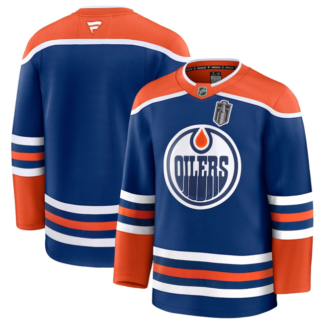 Personalized Men’s Edmonton Oilers Blank Royal 2025 Stanley Cup Final Patch Stitched Hockey Jersey