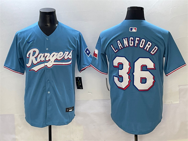 Personalized Men’s Texas Rangers #36 Wyatt Langford Blue Limited Stitched Baseball Jersey