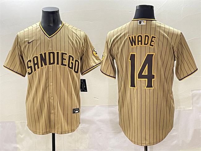 Personalized Men’s San Diego Padres #14 Tyler Wade Tan Cool Base Stitched Baseball Jersey 001