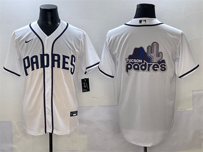 Personalized Men’s San Diego Padres Team Big Logo White Cool Base Stitched Baseball Jersey 001