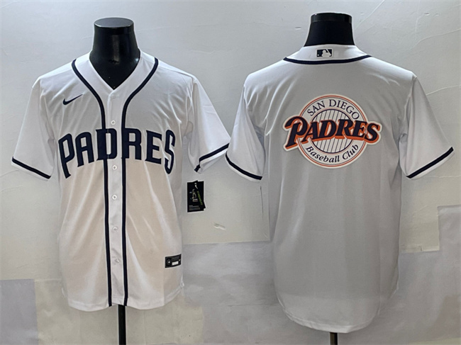 Personalized Men’s San Diego Padres Team Big Logo White Cool Base Stitched Baseball Jersey 002