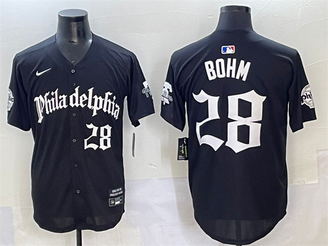 Personalized Men’s Philadelphia Phillies #28 Alec Bohm Black Gothic Limited Stitched Jersey