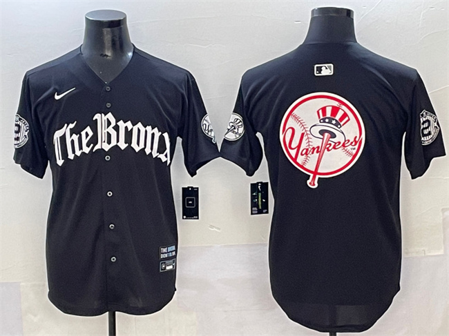 Personalized Men’s New York Yankees Team Big Logo Black ‘Gothic Legacy Edition’ Premier Limited Stitched Baseball Jersey 001