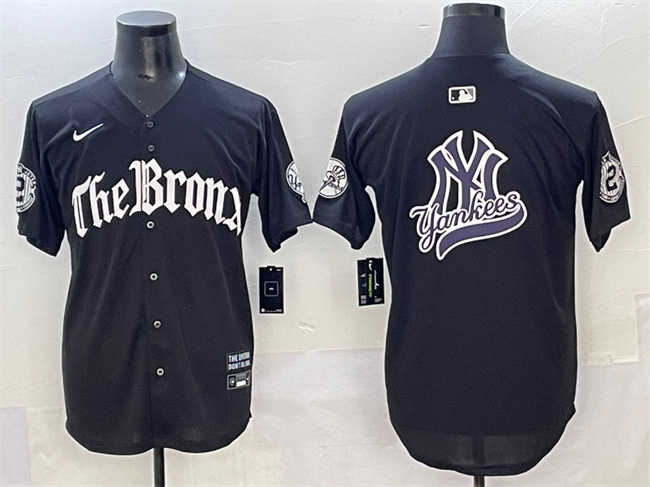 Personalized Men’s New York Yankees Team Big Logo Black ‘Gothic Legacy Edition’ Premier Limited Stitched Baseball Jersey 004