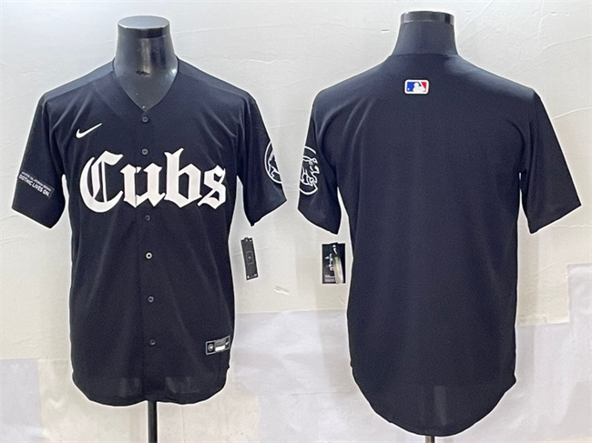 Personalized Men’s Chicago Cubs Blank Black ‘Gothic North Side Edition’ Premier Limited Stitched Baseball Jersey