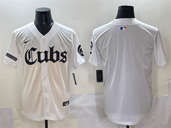 Personalized Men’s Chicago Cubs Blank White ‘Gothic North Side Edition’ Premier Limited Stitched Baseball Jersey