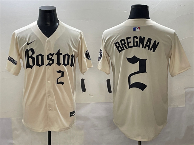 Personalized Men’s Boston Red Sox #2 Alex Bregman Cream Gothic Limited Stitched Baseball Jersey