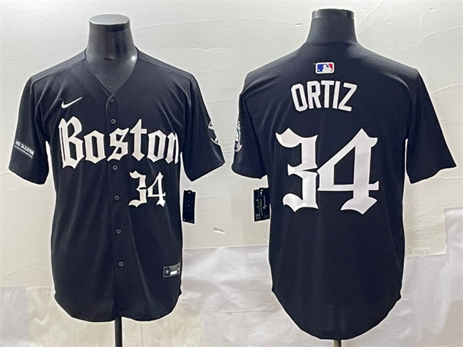 Personalized Men’s Boston Red Sox #34 David Ortiz Black Gothic Limited Stitched Baseball Jersey
