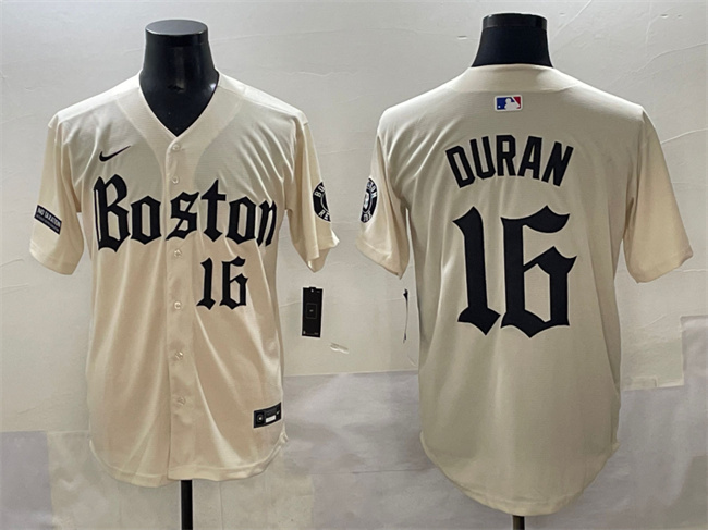 Personalized Men’s Boston Red Sox #16 Jarren Duran Cream Gothic Limited Stitched Baseball Jersey