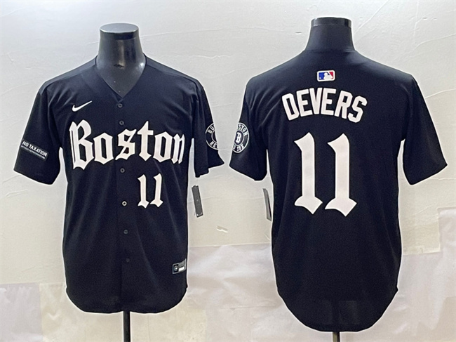 Personalized Men’s Boston Red Sox #11 Rafael Devers Black Gothic Limited Stitched Baseball Jersey
