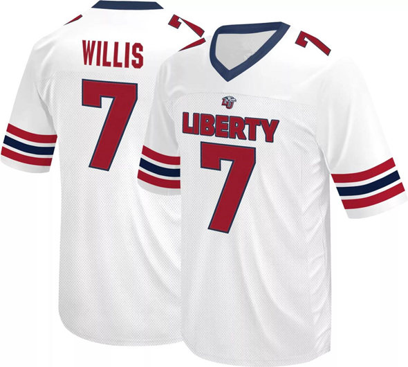 Personalized Men’s Liberty Flames #7 Malik Willis White Stitched Football Jersey