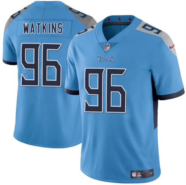 Personalized Men’s Tennessee Titans #96 Carlos Watkins Blue 2025 Limited Stitched Football Jersey