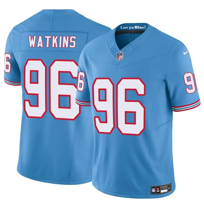 Personalized Men’s Tennessee Titans #96 Carlos Watkins Blue 2025 F.U.S.E. Throwback Limited Stitched Football Jersey