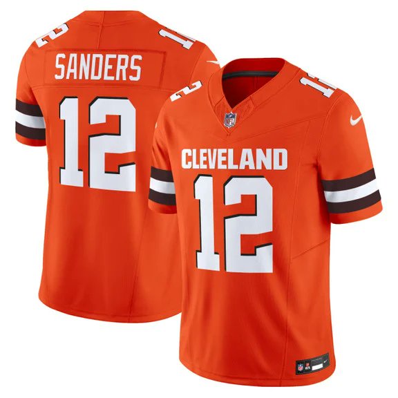 Personalized Men’s Cleveland Browns #12 Shedeur Sanders Orange 2025 Draft F.U.S.E. Limited Stitched Football Jersey