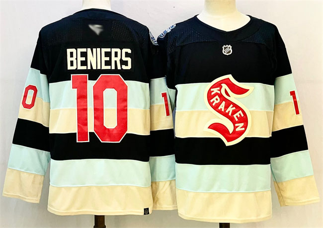 Personalized Men’s Seattle Kraken #10 Matty Beniers Deep Sea Blue Winter Classic Stitched Hockey Jersey