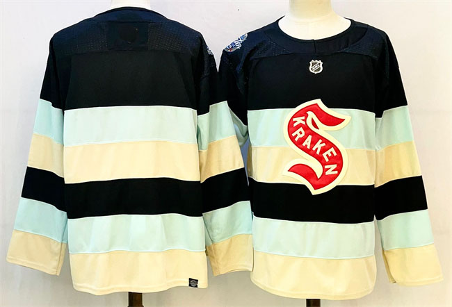 Personalized Men’s Seattle Kraken Blank Deep Sea Blue Winter Classic With A Patch Stitched Hockey Jersey