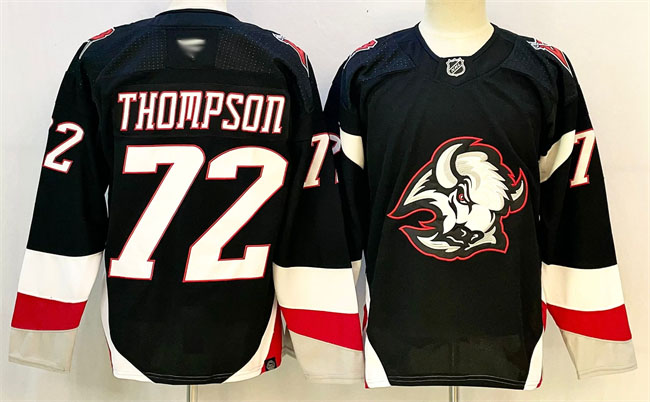 Personalized Men’s Buffalo Sabres #72 Tage Thompson Black 2024-25 Alternate Stitched Hockey Jersey