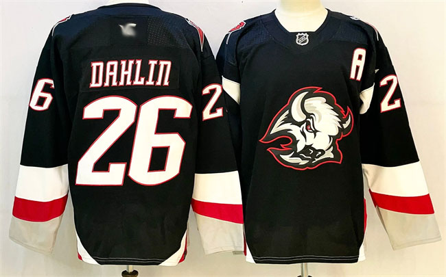 Personalized Men’s Buffalo Sabres #26 Rasmus Dahlin Black 2024-25 Alternate With A Patch Stitched Hockey Jersey