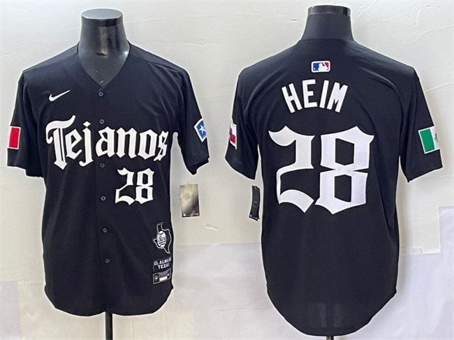 Personalized Men’s Texas Rangers #28 Jonah Heim Black Gothic Mexico 2025 Premier Limited Stitched Baseball Jersey