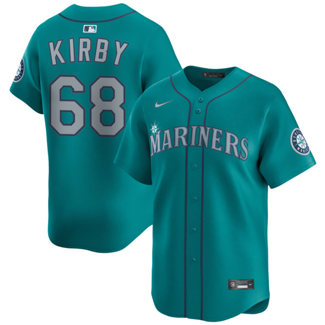 Personalized Men’s Seattle Mariners #68 George Kirby Aqua Limited Stitched Baseball Jersey